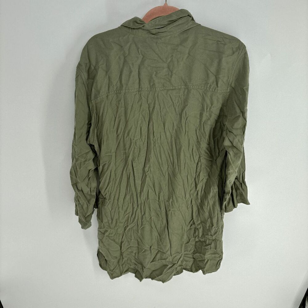 Soft Surroundings Tunic Womens army green used buttoned collar top medium - Picture 5 of 5